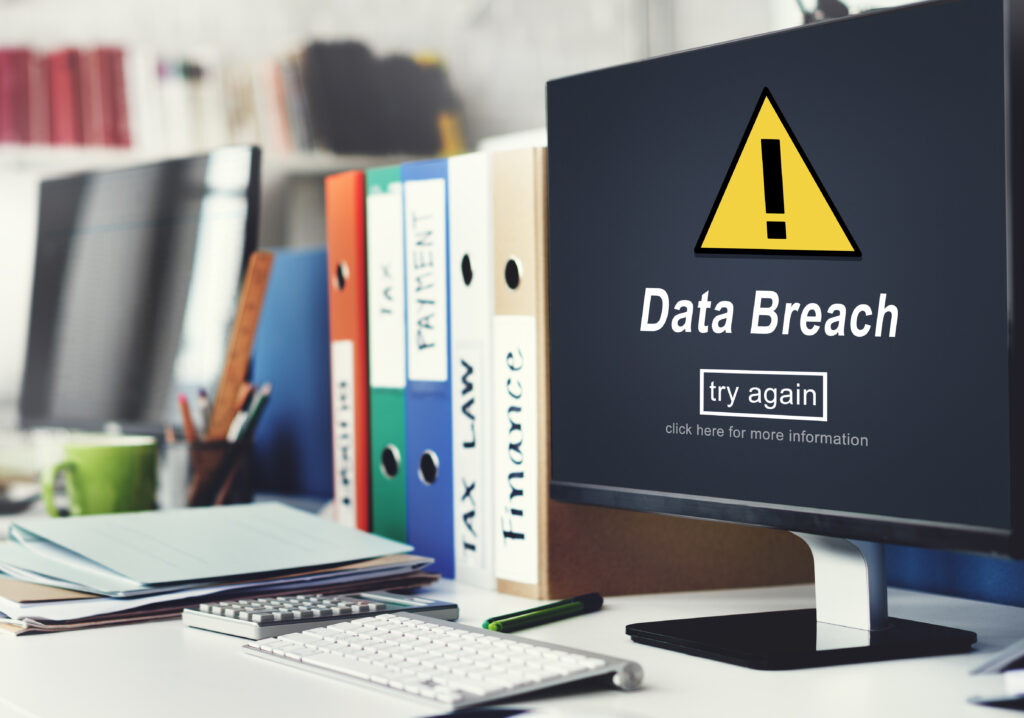 data breach unsecured warning sign concept