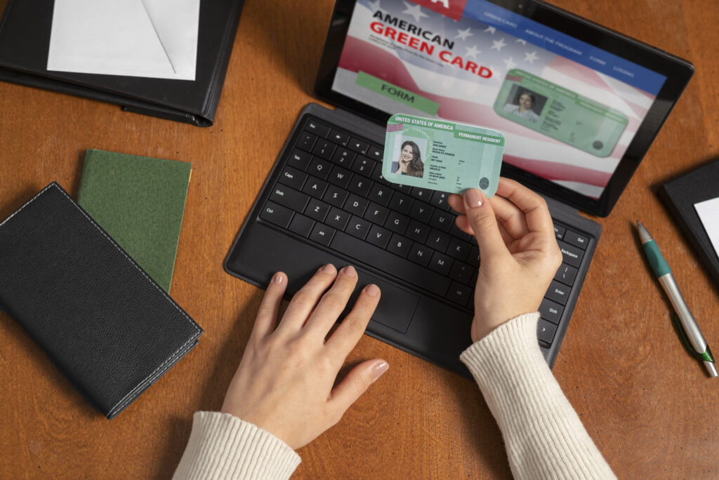 top view green card application