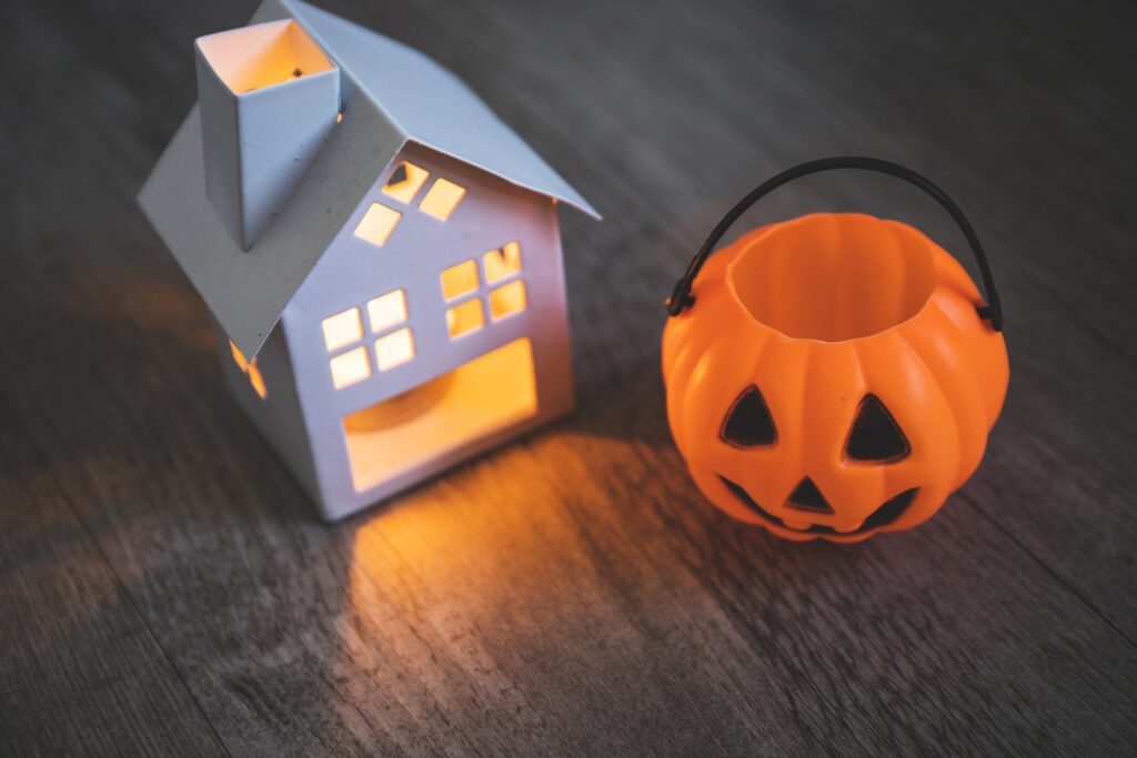 candle jack o lantern basket table